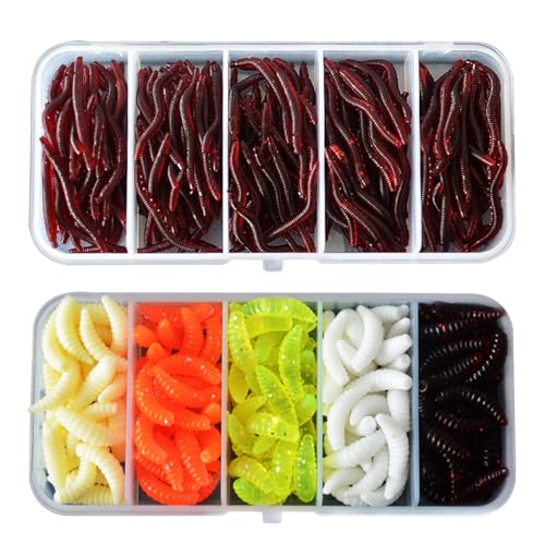 350 Stück Künstliche Köder Würmer Fisch,Cosswe Wurm Angelköder Künstliche Köder Würmer Fisch, weiche Kunststoffwürmer, Angel Köder Box Set 150 Mehlwürmer+200 kleine Regenwürmer 350 Stück Künstliche Köder Würmer Fisch,Cosswe Wurm Angelköder Künstliche Köder Würmer Fisch, weiche Kunststoffwürmer, Angel Köder Box Set 150 Mehlwürmer+200 kleine Regenwürmer von Cosswe
