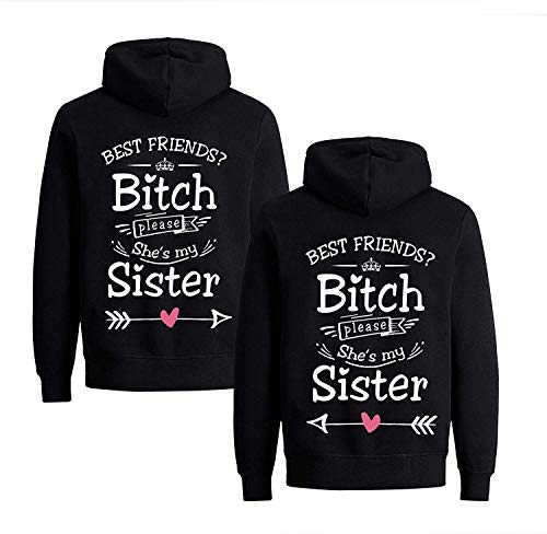 Beste Freunde Damen Pullover Hoodie Best Friends BFF Sister - 1x Hoodie Pfeil Links/Schwarz M von Couples Shop