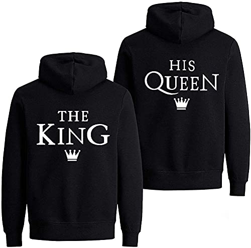 Couple Partner King Queen Pullover Set Pärchen Hoodie - 1 Stück Damen Pullover Schwarz M von Couples Shop