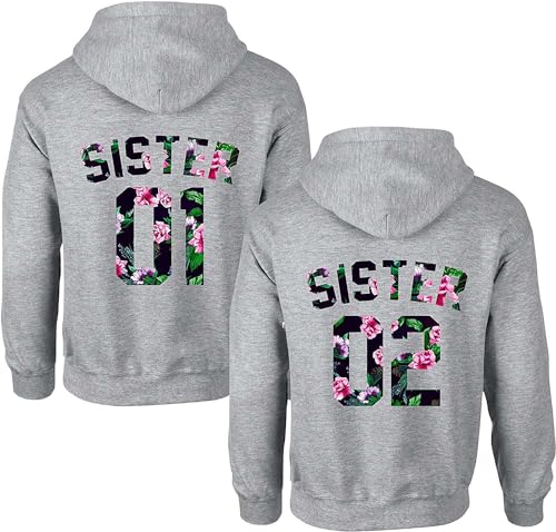 Couples Shop Best Friends Damen Hoodie Sister Pullover Beste Freunde Mädchen BFF - 1 Stück Sister 01 Flower1 Grau L Couples Shop Best Friends Damen Hoodie Sister Pullover Beste Freunde Mädchen BFF - 1 Stück Sister 01 Flower1 Grau L von Couples Shop
