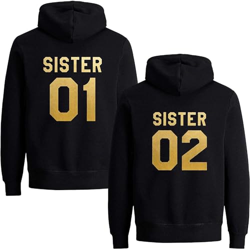 Couples Shop Best Friends Damen Hoodie Sister Pullover Beste Freunde Mädchen BFF - 1 Stück Sister 02 Gold Schwarz M Couples Shop Best Friends Damen Hoodie Sister Pullover Beste Freunde Mädchen BFF - 1 Stück Sister 02 Gold Schwarz M von Couples Shop