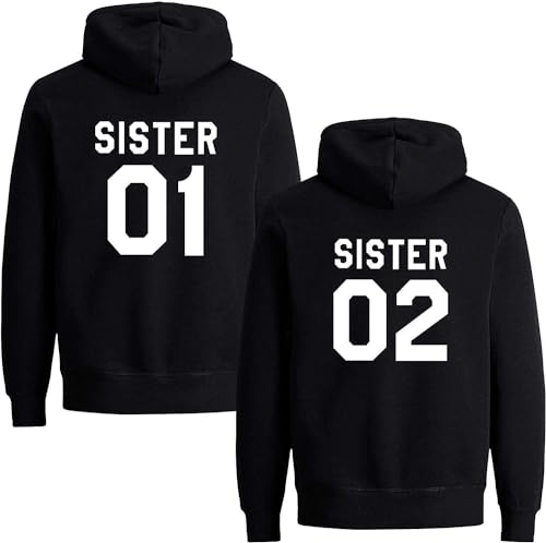 Couples Shop Best Friends Damen Hoodie Sister Pullover Beste Freunde Mädchen BFF - 1 Stück Sister 02 Schwarz L von Couples Shop