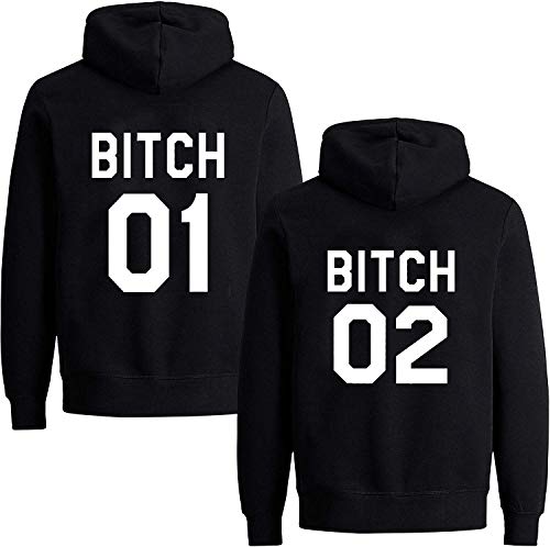 Couples Shop Best Friends Damen Pullover Sister Hoodie BFF Bitch 01 02-1x Bitch 01 Schwarz L von Couples Shop