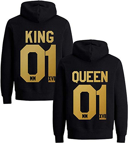 Couples Shop King Queen Hoodie Pullover - 1 Stück Queen Damen Gold-Schwarz M Couples Shop King Queen Hoodie Pullover - 1 Stück Queen Damen Gold-Schwarz M von Couples Shop