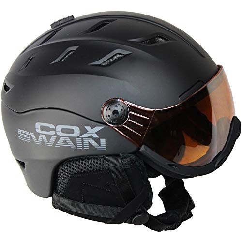 Cox Swain Ski-/Snowboard Helm Coben Visor - mit Recco Lawinenreflektor!, Colour: Black/Orange Lens, Size: M (56-57cm) von Cox Swain