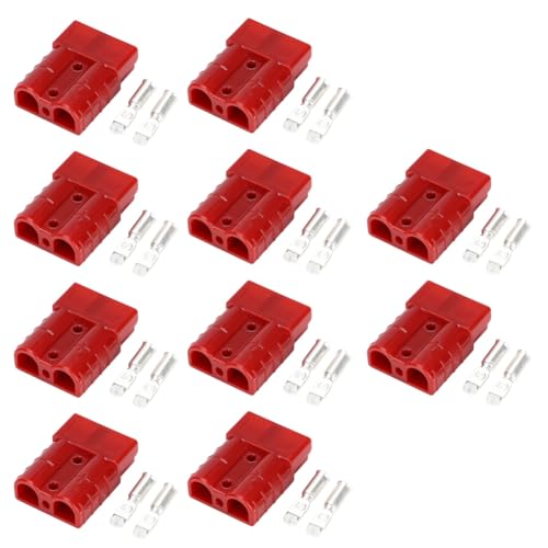 Cpolebev 50A Hochstromstecker für Elektrofahrzeugbatterien, USV, Solarkabel, New Energy Stecker Rot von Cpolebev