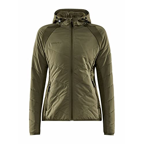 Craft ADV EXPLORE HYBRID JACKET W | Übergangsjacke Damen S | Rift | Leichte, wattierte Jacke mit Jersey-Stretcheinsätzen | Verstellbare Kapuze | Mit Taschen | Leichte Windjacke Damen von Craft