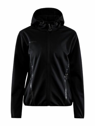 Craft ADV EXPLORE Softshelljacke für Damen XL | Black | Winddichte, wasserabweisende Softshelljacke Damen für den täglichen Gebrauch | 2 Seitentasche, 1 Innentasche | Übergangsjacke Damen von Craft