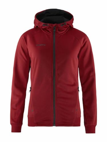 Craft ADV Unify FZ Hood | Kapuzenjacke Damen XS | Rhubarb | Recyceltes Polyester | Ergonomische Passform | Kapuze mit Kordelzug | 2 Taschen | Kapuzenpullover Damen | Sweatjacke Damen von Craft