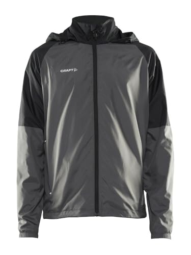 Craft CORE UNIFY WIND JACKET | Windjacke Herren L | Granite/Black | Mit weichem Mesh-Futter | 2 Reißverschlusstaschen | Verstellbare Kapuze | Windjacke Herren leicht | Windbreaker Herren von Craft