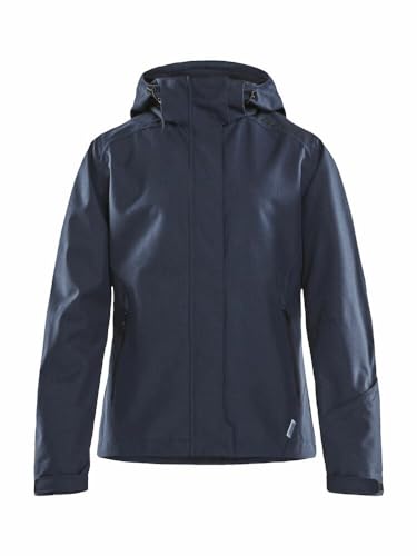 Craft MOUNTAIN Jacket | Damen Winterjacke S | Dark Navy Melange | Wind- und Wasserdicht | Hoher Kragen und abnehmbare Kapuze | Regenjacke Damen wasserdicht | Skijacke Damen | Wanderjacke Damen von Craft