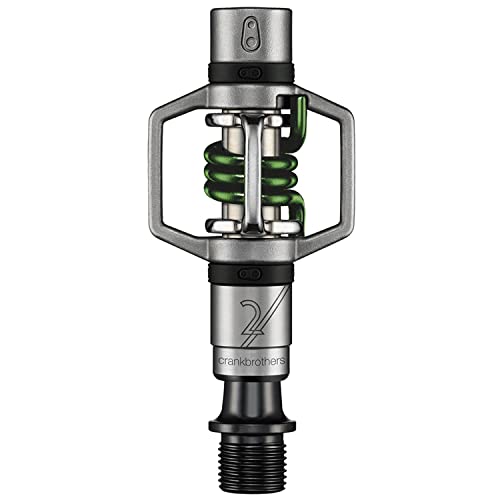 EIERSCHLAGER 2 Pedale Silberner Stahl / grüne Feder von Crankbrothers