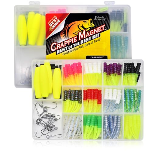 Crappie Magnet Best of The Best Kit, Angelausrüstung und Zubehör, Angelköder, 96 Körper, 15 Double Cross Jigköpfe, 4 E-Z Floats von Crappie Magnet