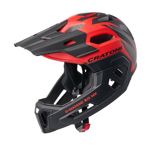 Cratoni C-Maniac 2.0 MX Fahrradhelm Fullfacehelm Downhill Freeride Kinnbügel abnehmbar (Red-Black, M/L (54-58 cm)) von Cratoni