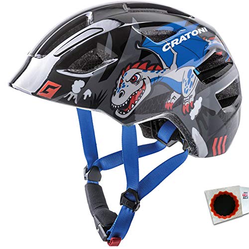 Cratoni Fahrradhelm Maxster Kid Gr. S/M 51-56cm Drache/Schwarz, Glanz + Flicken von Cratoni