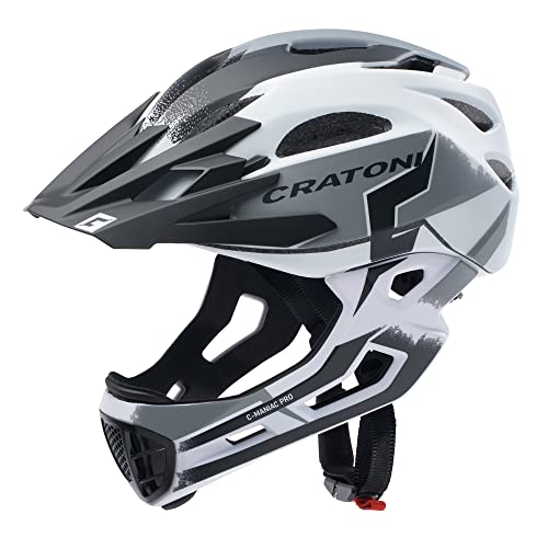 Cratoni Unisex – Erwachsene C-Maniac Pro Helmet, Weiß/Schwarz Matt, L von Cratoni