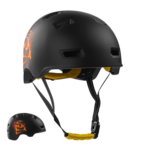 Crazy Safety Rampage Orange Schlange | Fahrradhelm, Skateboardhelm, Inlinerhelm und BMX-Helm | Fahrradhelm für Männer, Frauen und Kinder | M (54-57cm) | Verstellbarer Helm für Skater und Radfahrer von Crazy Safety