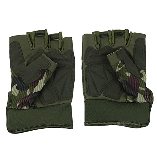 Create idea 1 Paar fingerlose Motorradhandschuhe 22,9-24,1 cm Outdoor-Sporthandschuhe rutschfeste gepolsterte Halbfinger-Handschuhe für Radfahren Wandern Klettern Camouflage Grün von Create idea