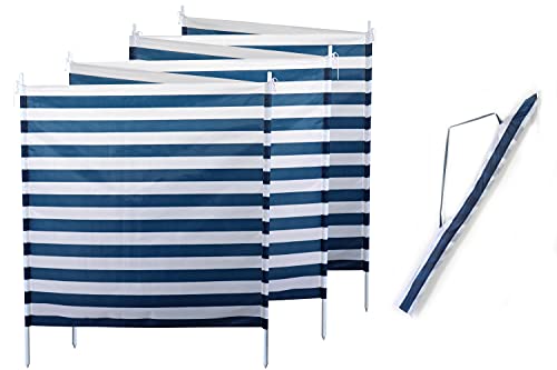 ELLUG Windschutz Sichtschutz Sonnenschutz blau weiß gestreift 6m*1,2m, 7 Stahlstangen für Strand Camping Garten Balkon ELLUG Windschutz Sichtschutz Sonnenschutz blau weiß gestreift 6m*1,2m, 7 Stahlstangen für Strand Camping Garten Balkon von ELLUG
