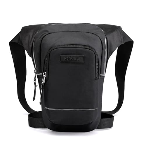 Crepundia Beintasche Bein,Leg Bag Motorrad Fahrer Reflektierende Drop Bein Tasche männer Reise Messenger Kreuz Körper Hüfte Oberschenkel Tasche Männlichen Nylon Strap Taille Fanny Tasche(Black) von Crepundia