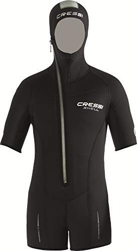 Cressi Shell Jacket Multi Thickness Lady - Damen Jacke / Shorty Modularer Reißverschluss und Kapuze zum Tauchen in Neopren 5mm Schwarz von Cressi