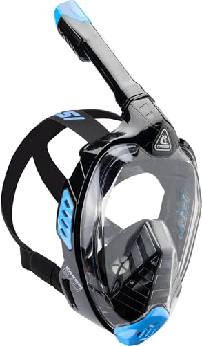CRESSI Bali Full Face Mask Black/Blue L/XL - Tauchermaske Vollmaske, Ultra-klare Polycarbonat-Linse, 100% Silikon, Schnorchel mit Float-Ventil, Kamera-Halterung, Schwarz/Blau, L/XL, Erwachsene von Cressi