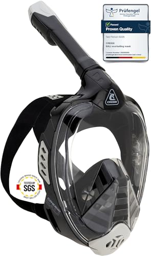 CRESSI Bali Full Face Mask Black/Grey L/XL-Tauchermaske Vollmaske Ultra Klare Polycarbonat Linse, 100% Silikon, Schnorchel Float Ventil, Kamera Halterung, Schwarz/Grau, L/XL, Erwachsene CRESSI Bali Full Face Mask Black/Grey L/XL-Tauchermaske Vollmaske Ultra Klare Polycarbonat Linse, 100% Silikon, Schnorchel Float Ventil, Kamera Halterung, Schwarz/Grau, L/XL, Erwachsene von CRESSI
