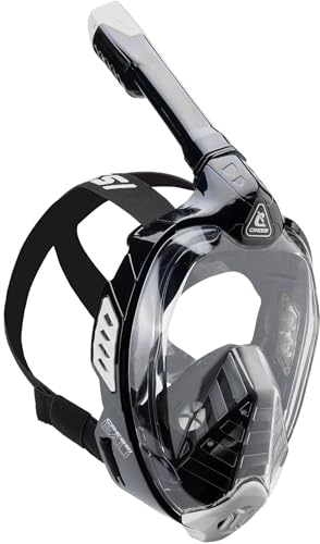 CRESSI Bali Full Face Mask Black/Grey S/M - Tauchermaske Vollmaske, Ultra-klare Polycarbonat-Linse, 100% Silikon, Schnorchel mit Float-Ventil, Kamera-Halterung, Schwarz/Grau, S/M, Erwachsene von Cressi