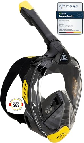 CRESSI Bali Full Face Mask Black/Yellow S/M-Tauchermaske Vollmaske Ultra Klare Polycarbonat Linse, 100% Silikon, Schnorchel Float Ventil, Kamera Halterung, Schwarz/Gelb, S/M, Erwachsene CRESSI Bali Full Face Mask Black/Yellow S/M-Tauchermaske Vollmaske Ultra Klare Polycarbonat Linse, 100% Silikon, Schnorchel Float Ventil, Kamera Halterung, Schwarz/Gelb, S/M, Erwachsene von CRESSI