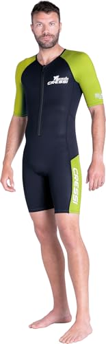 CRESSI Men's Tiburon Man Shorty Wetsuit Black Lime 2mm M/3 Neopren und Elastan Neoprenanzug, Schwarz/Fluo Limette von Cressi