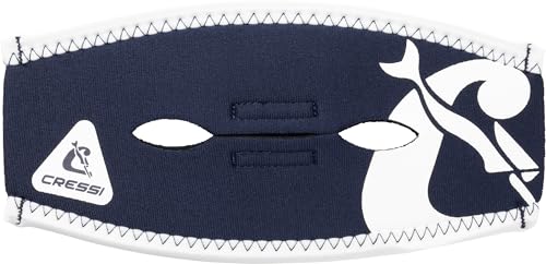 CRESSI Pony Tail Neo Mask Strap Cover Blue Navy/White - Neoprenriemenüberzug für Tauchmasken, Blau Navy/Weiß, Einheitsgröße, Unisex Erwachsene von Cressi