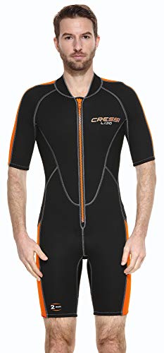 Cressi, Lido Man 2 mm, High Stretch Neopren Shorty Neoprenanzug, Herren, Schwarz-Orange, 3XL von Cressi