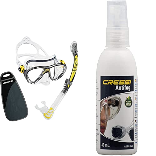 Cressi Big Eyes Evo Alpha Ultra Dry Schnorchelset Schnorcheln Set mit Schnorchel und Taucherbrille wasserdichte Tauchmaske & Premium Anti Fog für Taucherbrille, Weiss, 60 ML Cressi Big Eyes Evo Alpha Ultra Dry Schnorchelset Schnorcheln Set mit Schnorchel und Taucherbrille wasserdichte Tauchmaske & Premium Anti Fog für Taucherbrille, Weiss, 60 ML von CRESSI