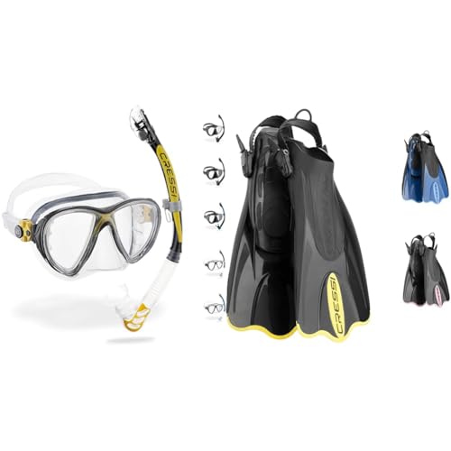 Cressi Big Eyes Evo Alpha Ultra Dry Schnorchelset Schnorcheln Set & Palau Saf Fins - Einstellbare Kurze Flossen zum Schwimmen und Schnorcheln, Unisex Erwachsene Cressi Big Eyes Evo Alpha Ultra Dry Schnorchelset Schnorcheln Set & Palau Saf Fins - Einstellbare Kurze Flossen zum Schwimmen und Schnorcheln, Unisex Erwachsene von CRESSI