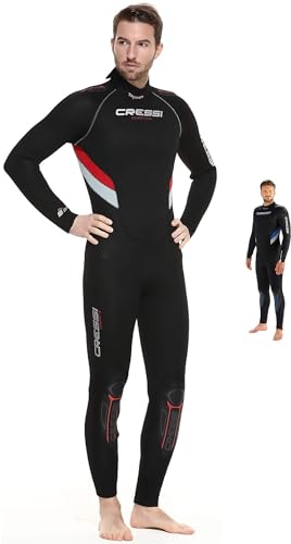 Cressi Castoro Man Monopiece Wetsuit - Tauchanzug für Herren, Neopren 5 mm, Schwarz/Rot, XL von Cressi