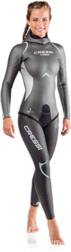 Cressi Free Lady Wetsuit 3.5mm - Apnoe-Neoprenanzug aus 3.5 mm glattem Neopren, Silber Schwarz Farbe, Blau, L von Cressi