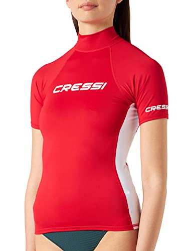 Cressi Damen Rash Guard Kurzarmtrikot aus elastischem Gewebe mit UV-Sonnenschutz (UPF) 50+, Rot/Weiß, M von Cressi