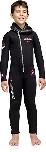 Cressi Diver Jr All-in-One - Einteiliger Ultrastretch Neoprenanzug zum Tauchen, Junior 5mm, Schwarz/Rot, XXS (10/11 Jahre) von Cressi