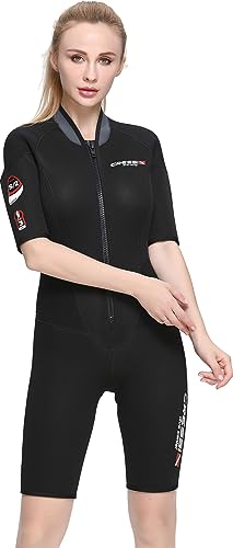 Cressi Endurance Lady Shorty Wetsuit 3mm - Neopren Shorty 3mm Für Frauen Taucher Und Schnorchler, Schwarz/Grau von CRESSI