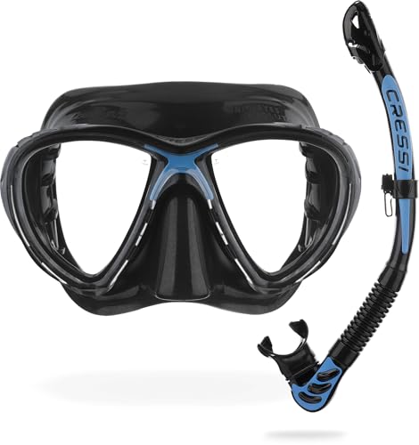 CRESSI Combo Big Eyes+Alpha UD Black/Blue - Kombo Set Maske Big Eyes Evo und Schnorchel Alpha UD, zum Tauchen und Snorkeln, Schwarz/Blau, Einheitsgröße, Erwachsene CRESSI Combo Big Eyes+Alpha UD Black/Blue - Kombo Set Maske Big Eyes Evo und Schnorchel Alpha UD, zum Tauchen und Snorkeln, Schwarz/Blau, Einheitsgröße, Erwachsene von CRESSI