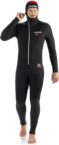 Cressi Diver Man All-in-One - Einteiliger Ultrastretch Neoprenanzug zum Tauchen, Herren 7mm, Schwarz/Rot, XL von Cressi