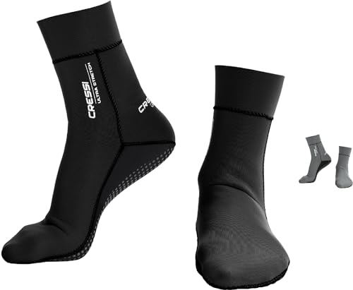 CRESSI Ultra Stretch Neoprene Socks 1.5mm - Unisex Erwachsene Doppelt Gefütterte Neopren Tauchschuhe, Schwarz/Weiß Logo, M CRESSI Ultra Stretch Neoprene Socks 1.5mm - Unisex Erwachsene Doppelt Gefütterte Neopren Tauchschuhe, Schwarz/Weiß Logo, M von CRESSI