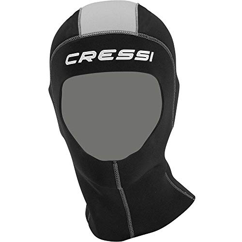 Cressi Draget Plus Hood Man 5mm - Neopren 5mm Kopfhaube mit Ausgezeichnette Passform, Schwarz/Silber, Herren M/3-4 von Cressi