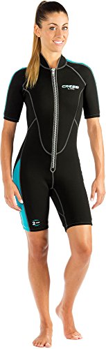 Cressi Lido Lady Shorty Wetsuit 2mm - Damen Neoprenanzug Shorty Neopren 2mm für alle Wassersportarten, Gr. XL, Schwarz/Aquamarin von CRESSI