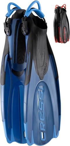 CRESSI Maui Long Fins - Verstellbare Lange Flossen mit EBS System zum Schwimmen und Schnorcheln, Unisex, Blau/Azurblau, M/L (41/44), Unisex Adulti von Cressi