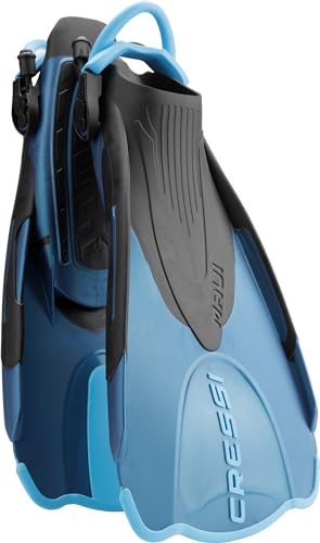 CRESSI Maui Short Fins - Verstellbare Kurzee Flossen mit EBS System zum Schwimmen und Schnorcheln, Unisex, Blau/Azurblau, L/XL (44/47), Unisex Adulti von Cressi