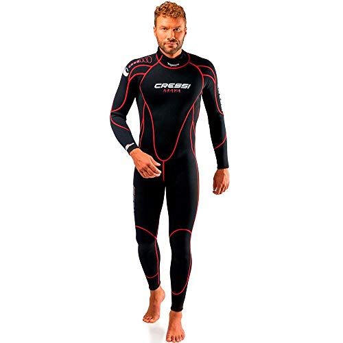 Cressi Maya Man Monopiece Wetsuit 2.5 mm, Einteiliger Neoprenanzug ohne Kapuze Ultrastretch für Herren, Schwarz/Rot, L/4 von CRESSI