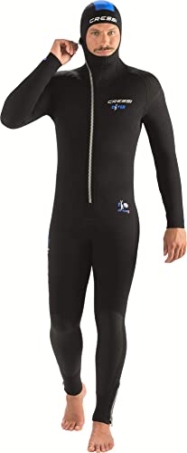 Cressi Diver Man All-in-One - Einteiliger Ultrastretch Neoprenanzug zum Tauchen, Herren 7mm, Schwarz/Blau, XXXXL von Cressi