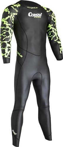 CRESSI Men's Kuwae Man Monopiece Swimsuit Schwimmen Neoprenanzug, Schwarz/Grün 2mm, XL von Cressi