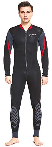 Cressi Men's Lui Man Monopiece Wetsuit 2.5mm Einteiliger Neoprenanzug Herren für alle Wassersportarten, Schwarz/Rot, XXL/6 von Cressi